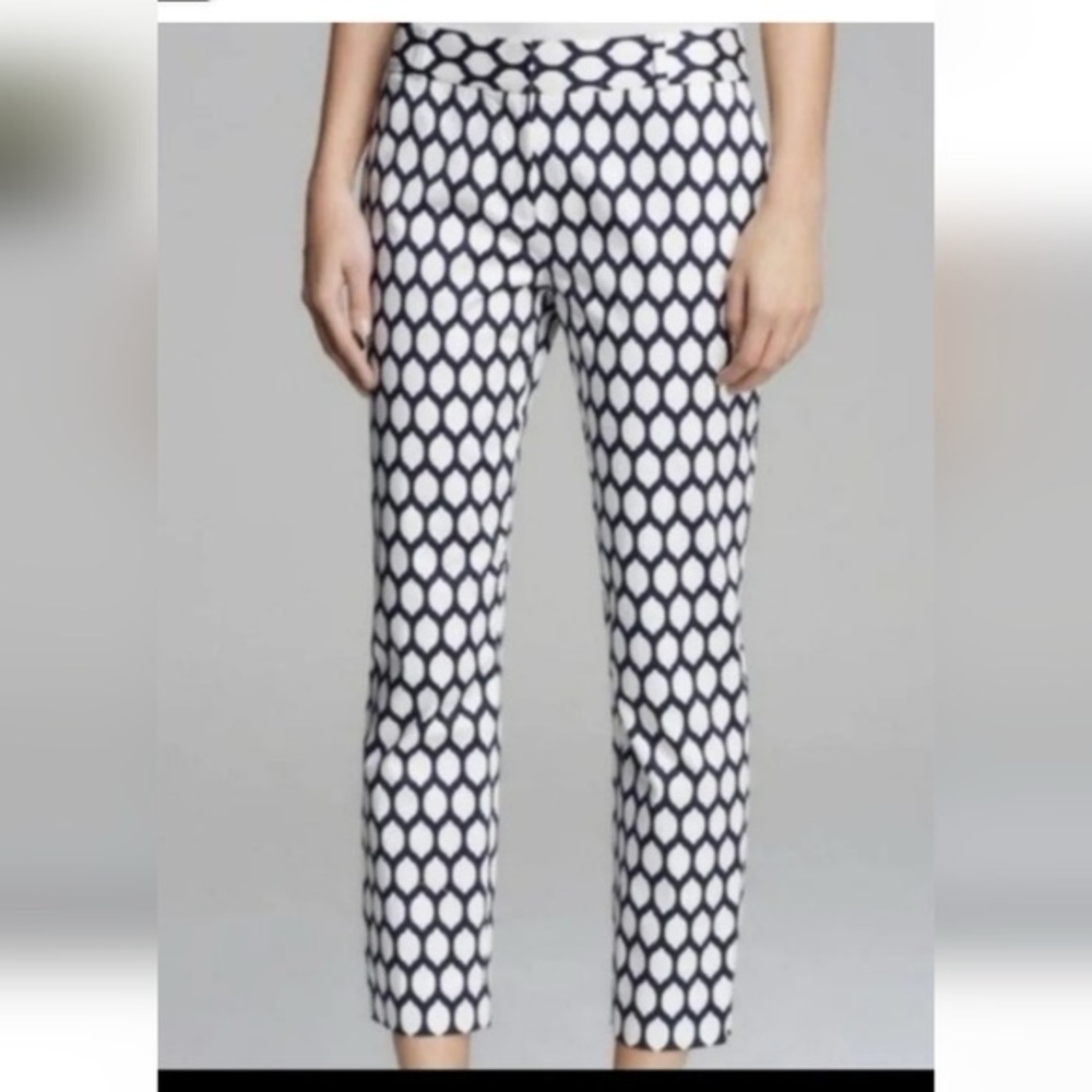 Kate Spade Jackie Lemon 🍋 print navy/white cropped pants sz 4 NWOT